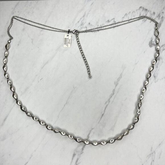 Chico's Salma Silver Tone Beaded Long Necklace - Picture 1 of 11